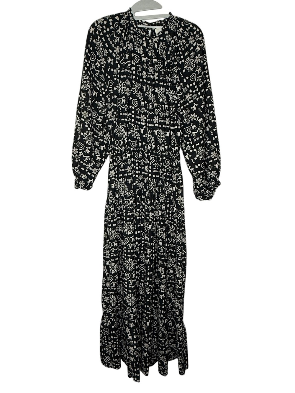 The Great. The Joy Maxi Dress Black Folk Print size 1 /‎ Small Cottagecore Fairy - Picture 2 of 8